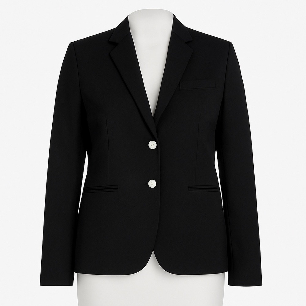Lauren Ralph‎ Lauren Blazer Petite Black Wool Two Button Career Jacket 2P